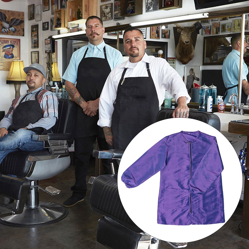 Long Sleeve Beauty Technician Overalls Water-proof SPA Salon Suit Attractive Hair Dyeing Clothes (Purple, L) - Image 4