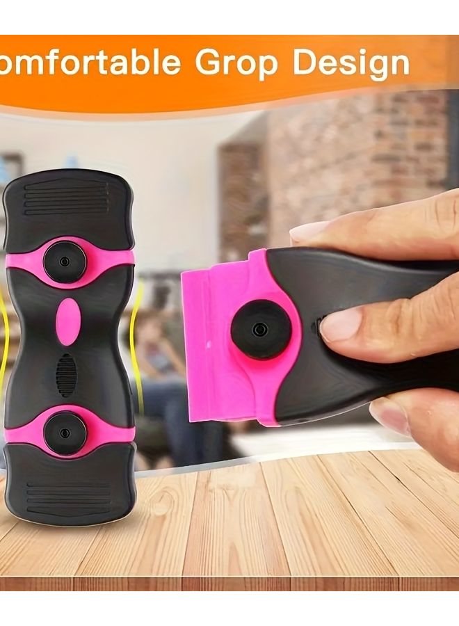 Pink Black B 2 In 1 Scraper Tool With 5 Plastic And 5 Metal Blades For Glass Labels Glue Paint - Image 3