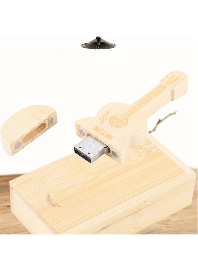 Wooden Guitar Shape Flash Drives Storage USB 2.0 U Disk Memory Stick For PC(32G)