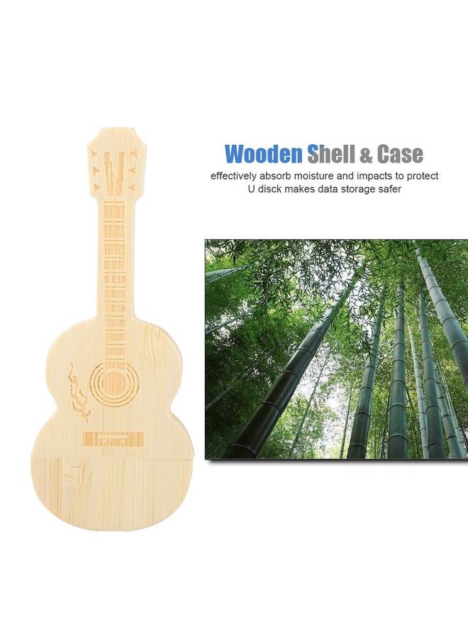 Wooden Guitar Shape Flash Drives Storage USB 2.0 U Disk Memory Stick For PC(32G)