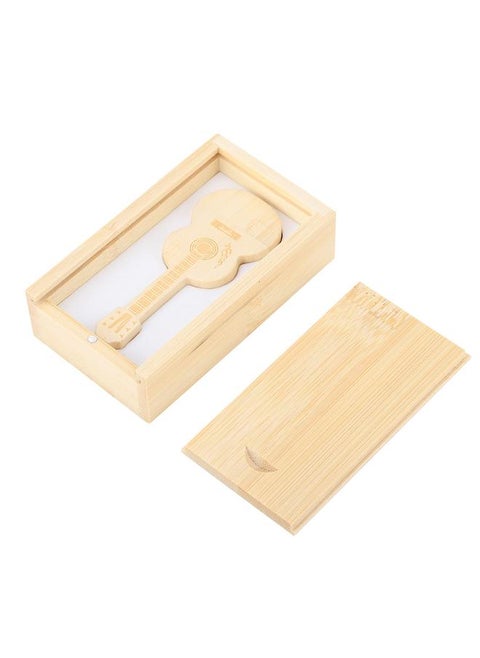 Wooden Guitar Shape Flash Drives Storage USB 2.0 U Disk Memory Stick For PC(32G)