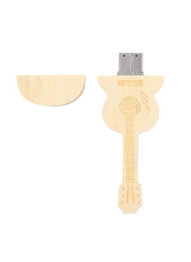 Wooden Guitar Shape Flash Drives Storage USB 2.0 U Disk Memory Stick For PC(32G)