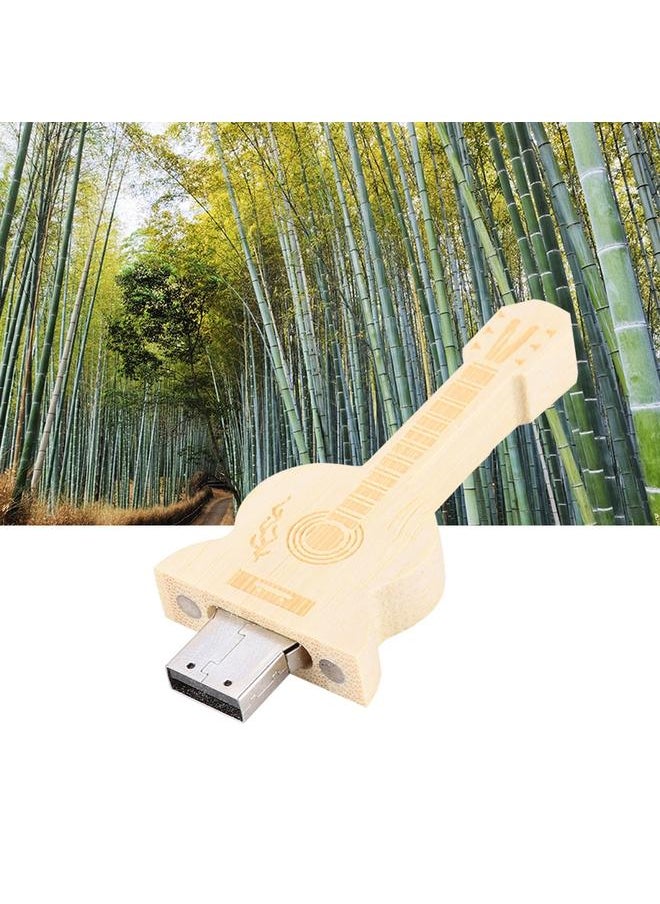 Wooden Guitar Shape Flash Drives Storage USB 2.0 U Disk Memory Stick For PC(32G)