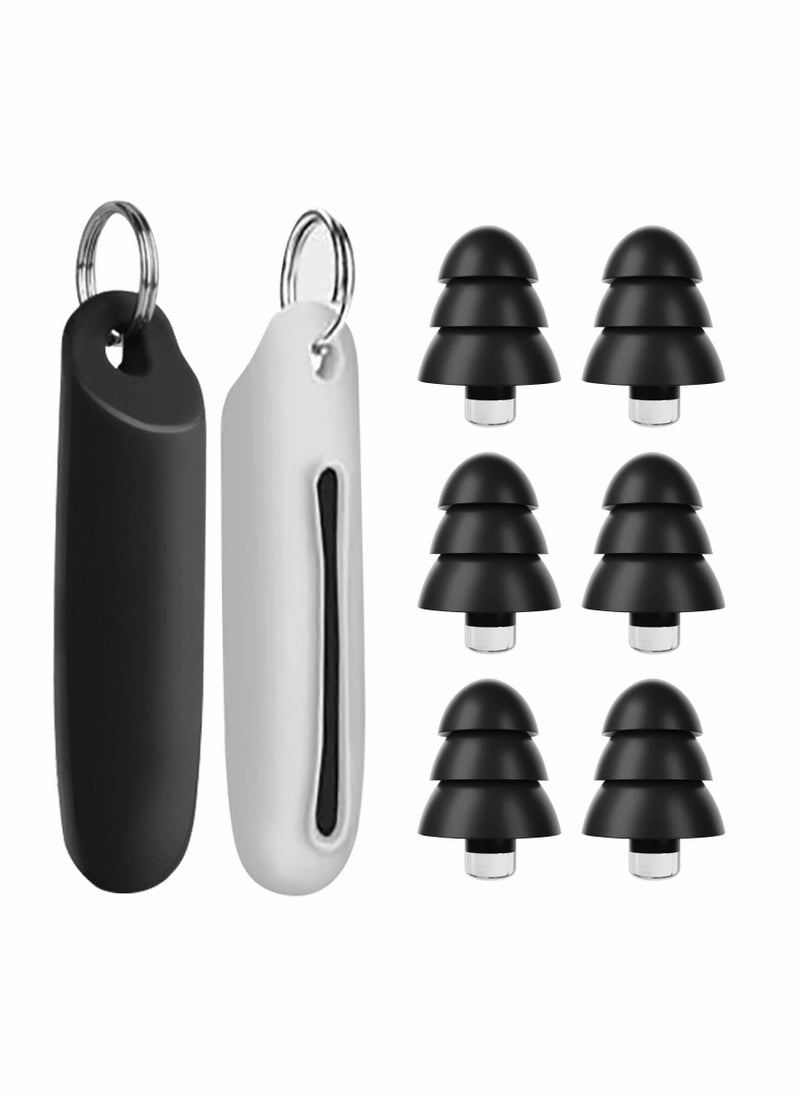 Y&D Reusable Silicone Ear Plugs, 3 Pairs Waterproof Noise Cancelling Perfect for Sleep, Work, Study, Swimming, Concerts Reduction, Comfortable Hearing Protection, Black  - Image 1