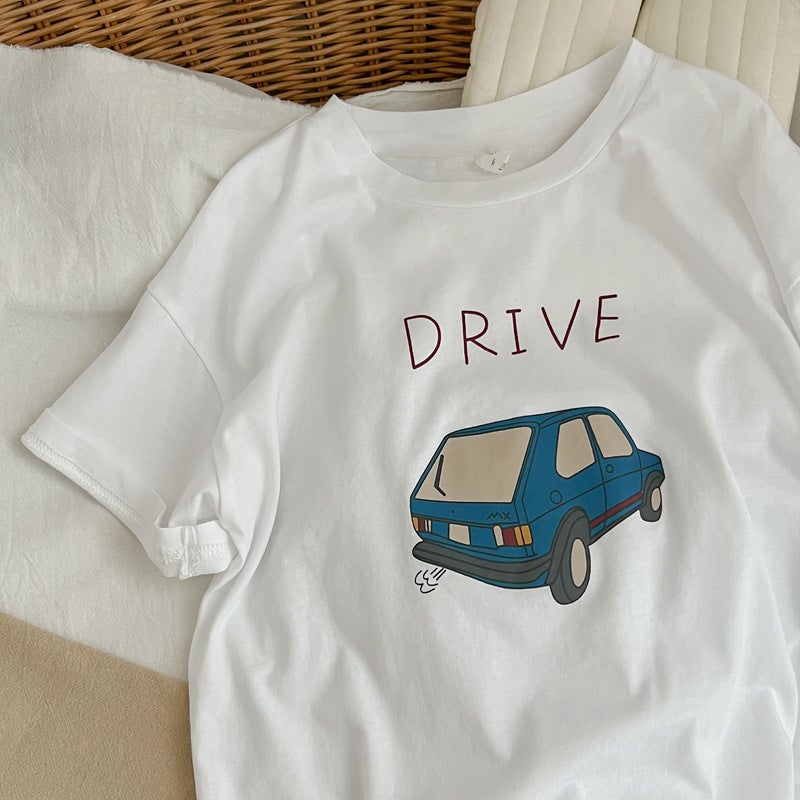 Pure Cotton Kidsren's Cute Baby Cartoon Car Short-Sleeved T-Shirt Summer 2025 New Style Tops for Small and Medium-Sized Kidsren for Boys and Girls - Image 3