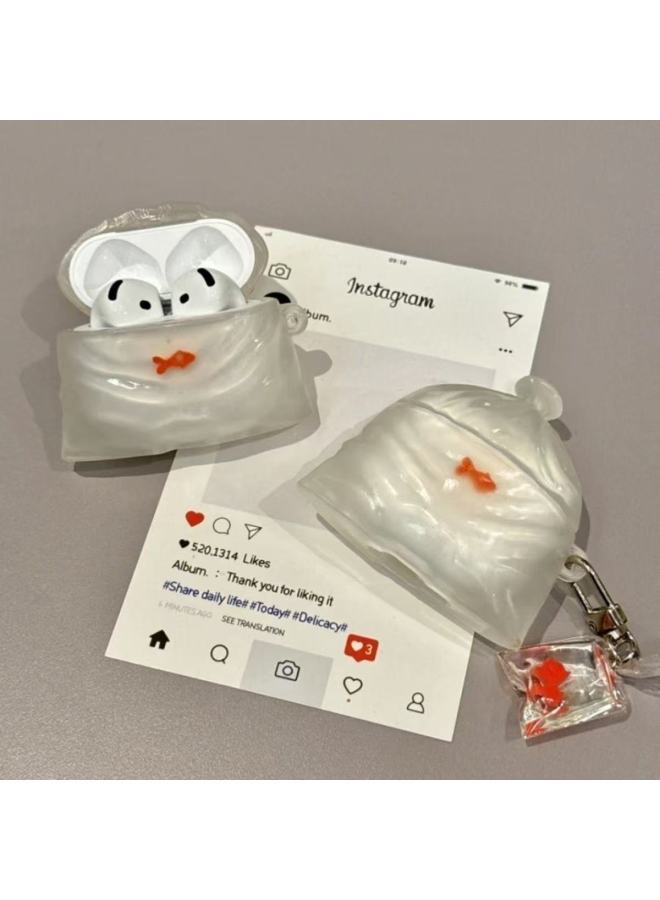 Koi Fish Headset Protective Cover For AirPodsPro2 4 Generation Apple 3 Generation Cartoon Cute Soft Shell Trendy-Color:Kara Bear With Hook-Applicable Models:Airpods 4th Generation - Image 3