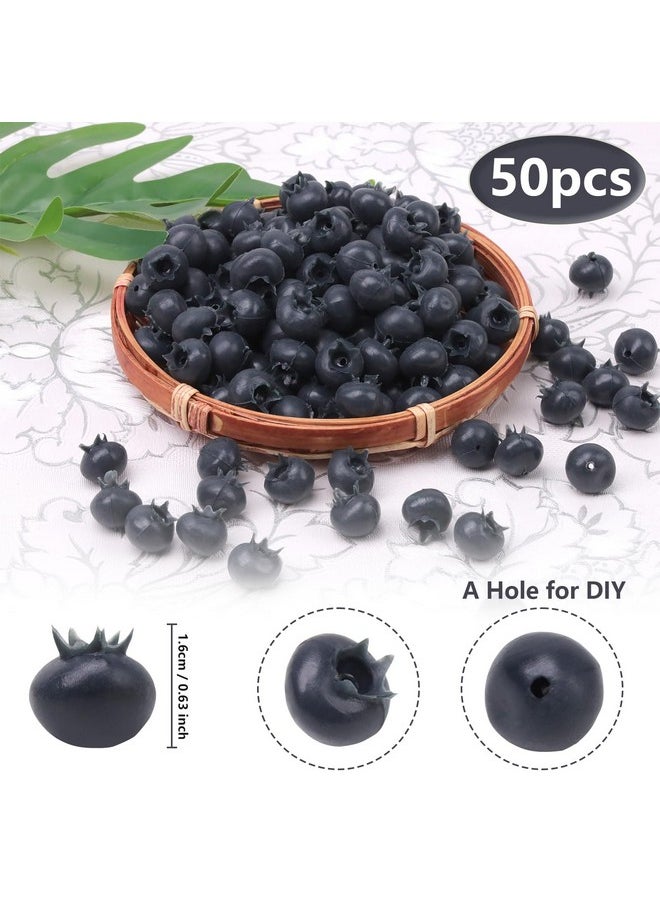 Gresorth Gresorth 50 PCS Fake Blueberries Artificial Blue Berries Model Lifelike Faux Berries Plastic Fruit Decoration Home Display Photography Baking Party  - Image 2
