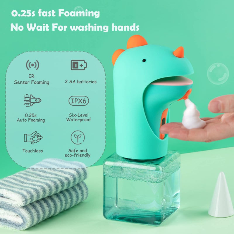 Seawah Automatic Soap Dispenser for Kids,IPX6 Waterproof Cute Dinosaur Foam Smart Hand Foaming Touchless Soap Dispenser for Bathroom Countertop, 8.7oz/250ML - Image 4