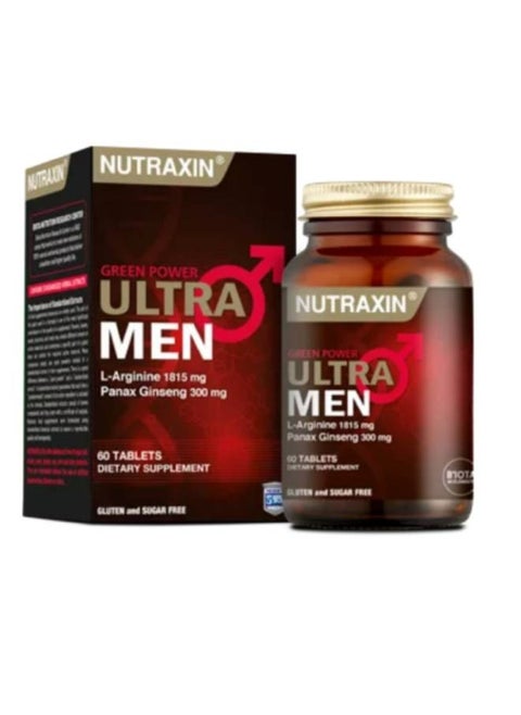 Ultra Men Panax Ginseng, L-Arginine, Ginseng Energy And Immunity Formula 60 Tablets