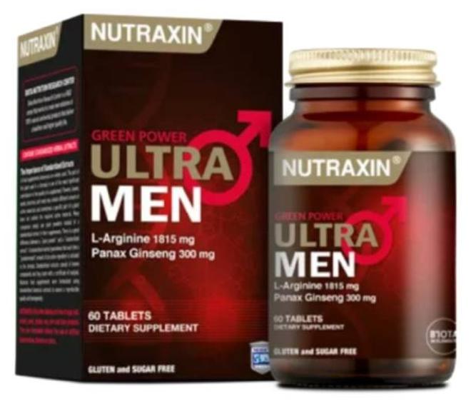 NUTRAXIN Ultra Men Panax Ginseng, L-Arginine, Ginseng Energy And Immunity Formula 60 Tablets - Image 1