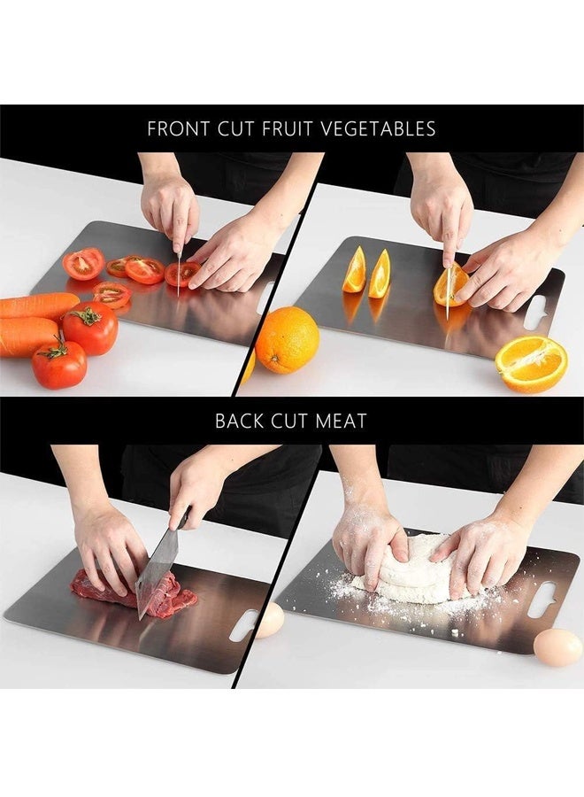 Stainless Steel Cutting Board  for Kitchen, Double Sided Food-Grade Board 1mm Thick for Meat, Fruits, Vegetables, Bread （39cm×28cm）for Home Kitchen Cooking - Image 3