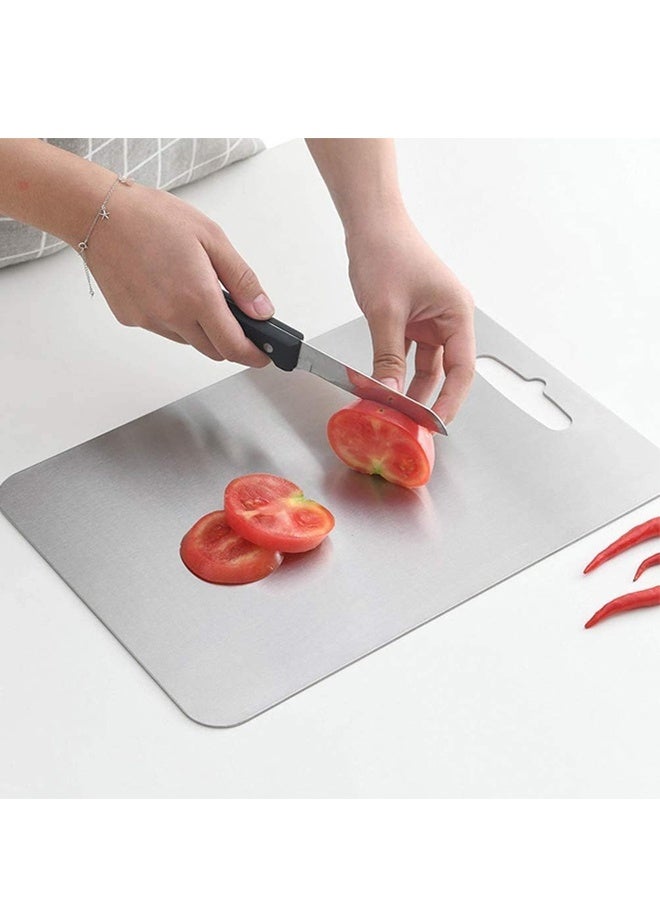 Stainless Steel Cutting Board  for Kitchen, Double Sided Food-Grade Board 1mm Thick for Meat, Fruits, Vegetables, Bread （39cm×28cm）for Home Kitchen Cooking - Image 2