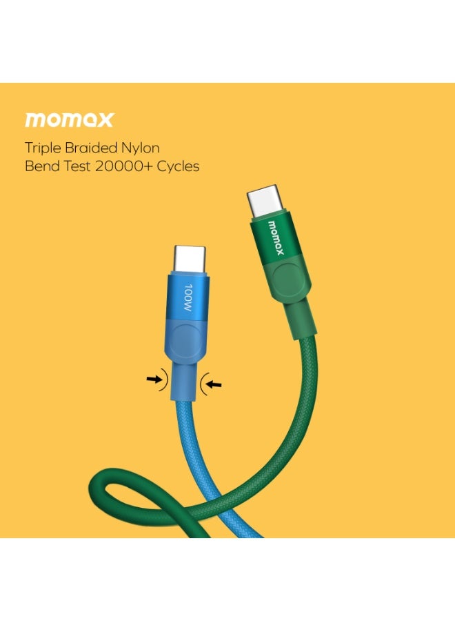 Momax Mag Link 100W QC 3.0 [1 Meter] USB-C to USB-C Fast Charging Magnetic Cable - Blue - Image 3