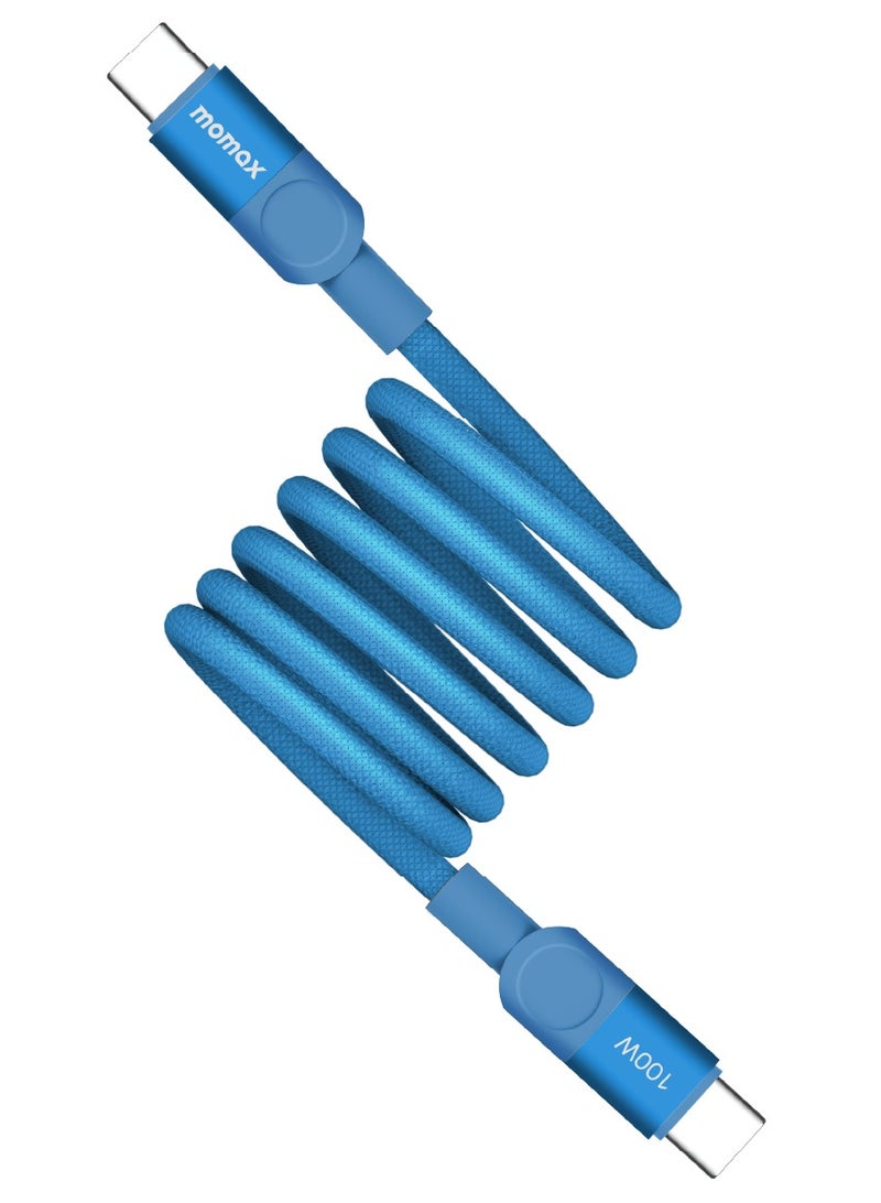 Momax Mag Link 100W QC 3.0 [1 Meter] USB-C to USB-C Fast Charging Magnetic Cable - Blue - Image 1