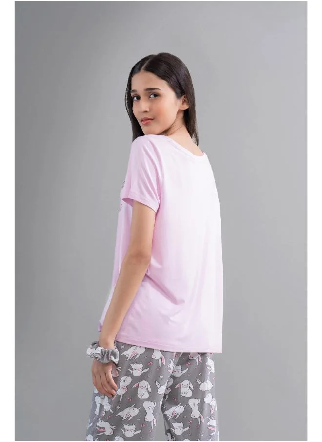 نسيسير Cuddly Bunnies Grey Cuffed Bottom Pajama Set