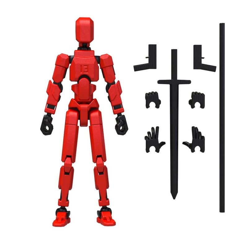 MerryXD Titan 13 Action Figure,Assembly Completed Dummy 13 Action Figure Lucky 13 Action Figure T13 Action Figure 3D Printed Multi-Jointed Movable, Nova 13 Action Figure Toy Red - Image 1