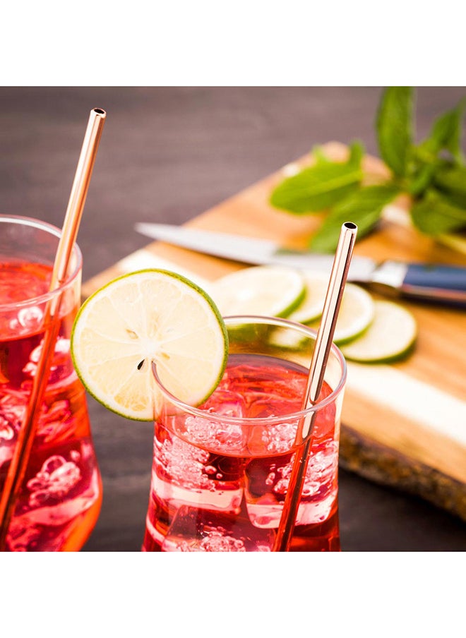 Restaurantware Restaurantware-Bar Lux 7.5 Inch Reusable Straws, 2 Straight Metal Straws - Short, Durable, Copper-Plated Stainless Steel Drinking Straws, Food-Grade, Use With Cocktail Or Rocks Glasses  - Image 3
