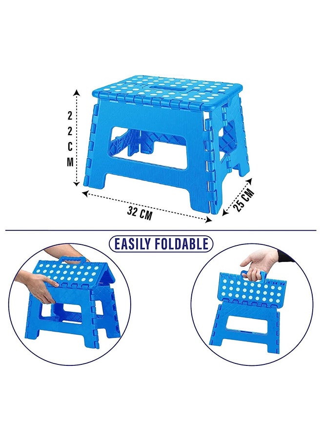 SKY-TOUCH Folding Collapsible Foot Stools 9 Inch Height - Holds Up To 300 Lbs (Blue)  - Image 2