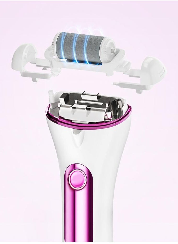 Generic Foot File Electric for Hard Skin USB Rechargeable Digital Display Waterproof Scrub Callus Remover with 3 Pumice Stone Rollers 10 in 1 Scraper Set Care Tool Washing and Grinding Pedicure to Remove Calluses and Dead Dry Cracked Heel Skin (Rose Pink)  - Image 3