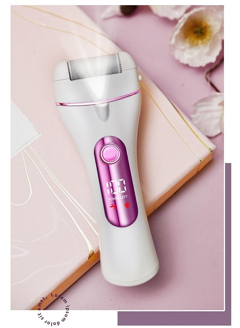 Generic Foot File Electric for Hard Skin USB Rechargeable Digital Display Waterproof Scrub Callus Remover with 3 Pumice Stone Rollers 10 in 1 Scraper Set Care Tool Washing and Grinding Pedicure to Remove Calluses and Dead Dry Cracked Heel Skin (Rose Pink)  - Image 5