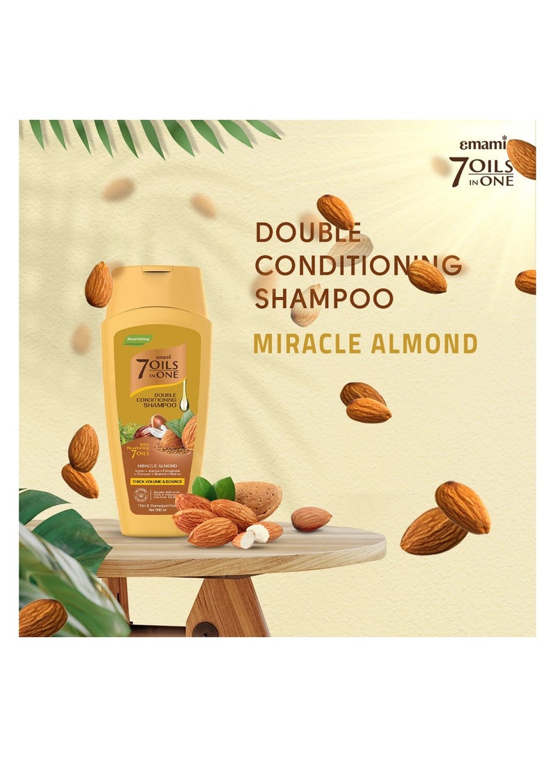 emami 7 Oil In One Double Conditioning Shampoo Mircle Almond 100ml - Image 3