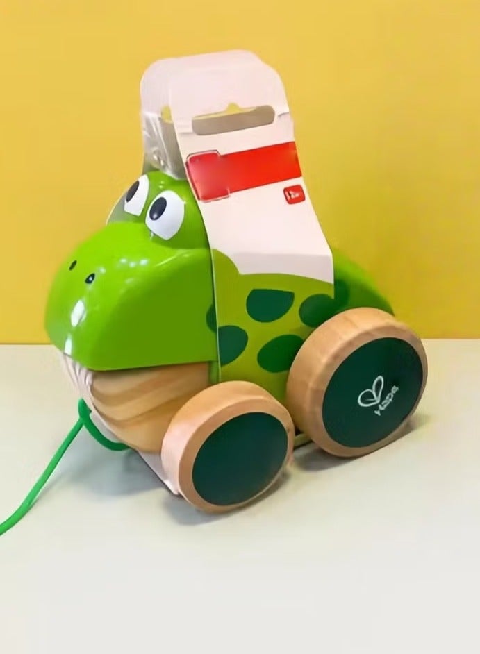 عام لعبة ضفدع ساحبة للأطفال الصغار | لعبة حيوان خشبية للدفع والسحب مع فم متحرك | لعبة تعليمية تفاعلية للمشي والمهارات الحركية | ألوان زاهية، تصميم متين، مناسبة لعمر 12+ شهرًا - Image 3