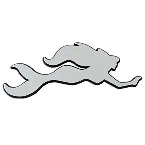 EvolveFISH Mermaid Plastic Auto Emblem - [Silver][3 3/4'' x 1 1/2''] - Image 1