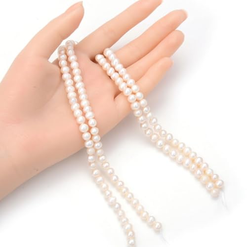 Adabele 14 Inch Real Natural AA Grade High Luster Potato Round White Freshwater Cultured Pearl Loose Beads 6-7mm for Jewelry Making fp1-67 - Image 4
