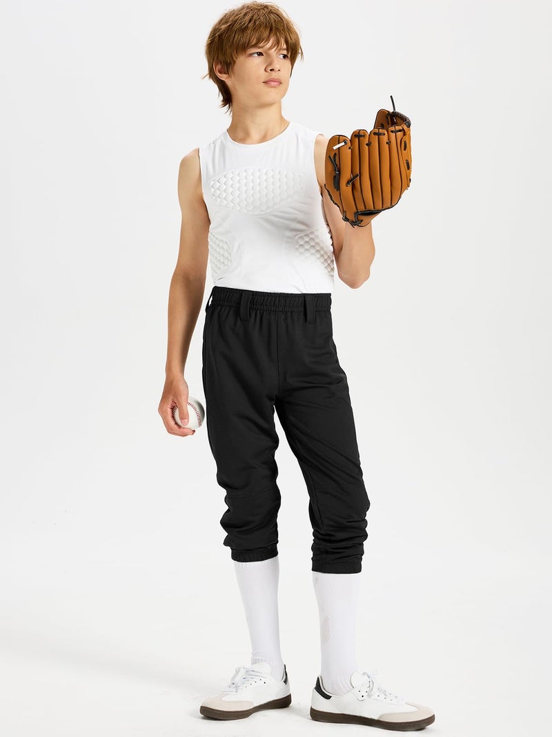 DEVOROPA 2T/3T/4T/5T to Big Kids Youth Boys Baseball Pants Girls Softball Pants Fast Pitch Tee Ball Practice Pants Pockets Black 2T - Image 4