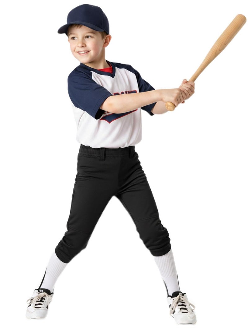 DEVOROPA 2T/3T/4T/5T to Big Kids Youth Boys Baseball Pants Girls Softball Pants Fast Pitch Tee Ball Practice Pants Pockets Black 2T - Image 1