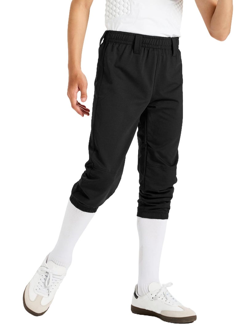 DEVOROPA 2T/3T/4T/5T to Big Kids Youth Boys Baseball Pants Girls Softball Pants Fast Pitch Tee Ball Practice Pants Pockets Black 2T - Image 2