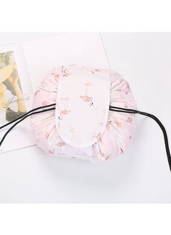 1 x 5 pcs Korean Lazy Drawstring Makeup Bag Organizer White Flamingo