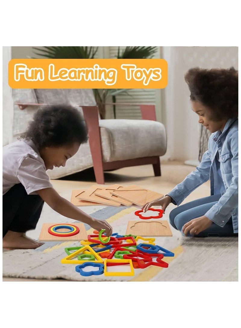 Soofam Toddler Puzzles Wooden Toys Montessori Shape Sorting Puzzle Sensory Toys Toddlers Activities Preschool Learning Early Educational Travel Autistic Montessori Toys  - Image 4