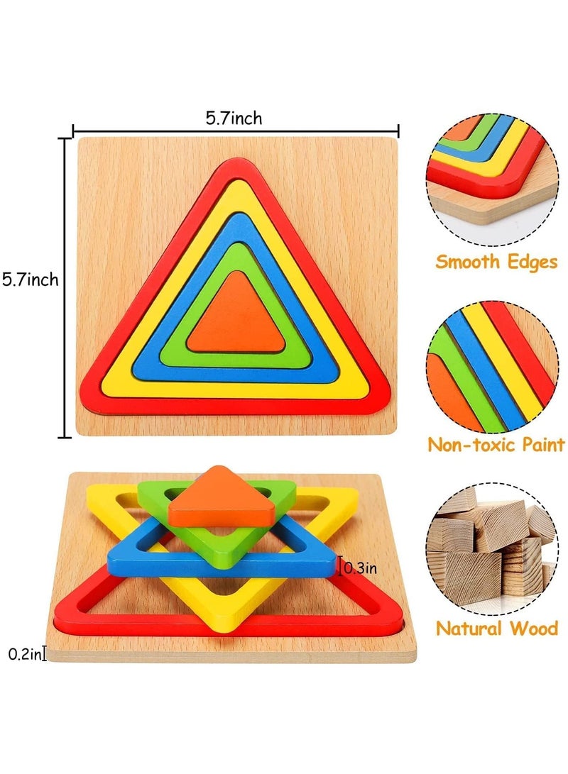 Soofam Toddler Puzzles Wooden Toys Montessori Shape Sorting Puzzle Sensory Toys Toddlers Activities Preschool Learning Early Educational Travel Autistic Montessori Toys  - Image 3