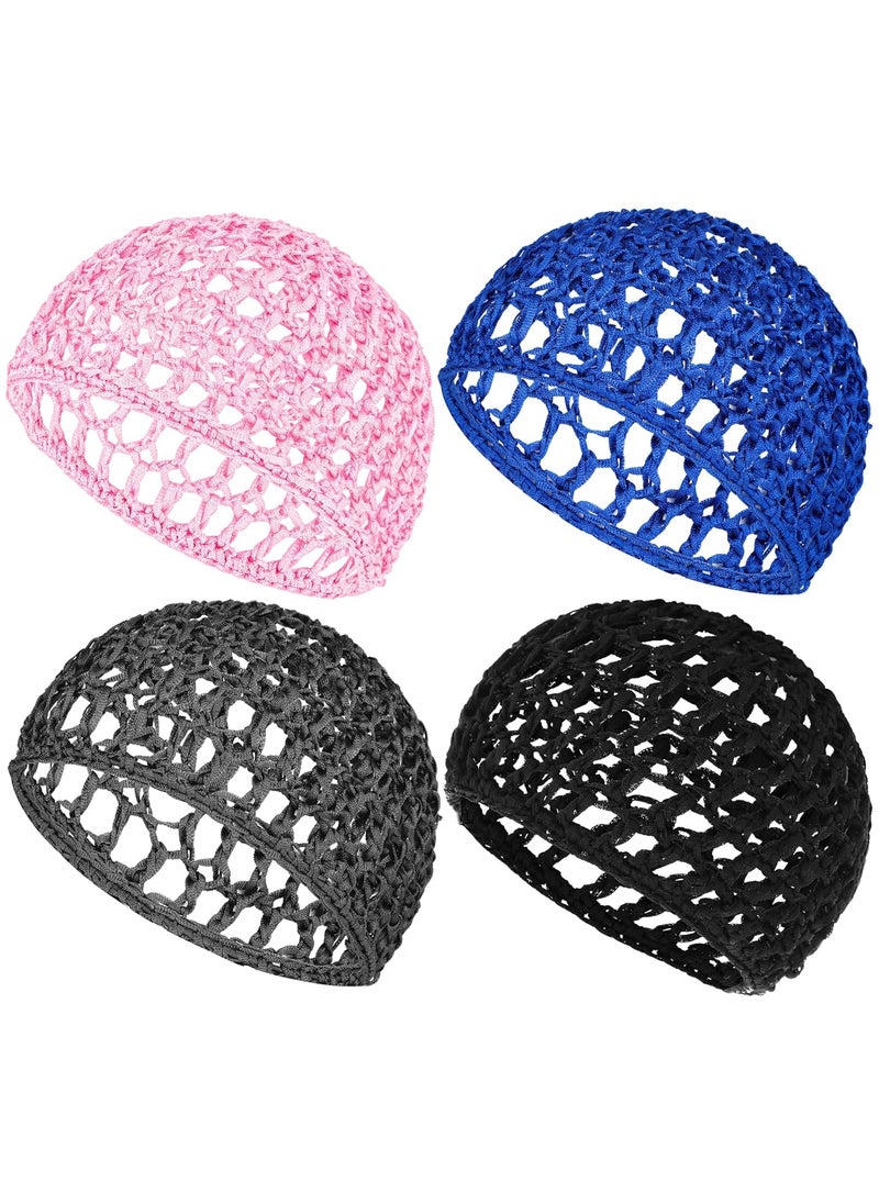WLLHYF - WLLHYF 4 Pack Hair Nets Cap Crochet Knit Snood Bonnets Sleeping Hairnet Fitted Hair Cover Wrap Comfortable Haircare Wave Cap for Women Keep Curls Ballet Serving Tidy Shower Bath Beauty - Image 1