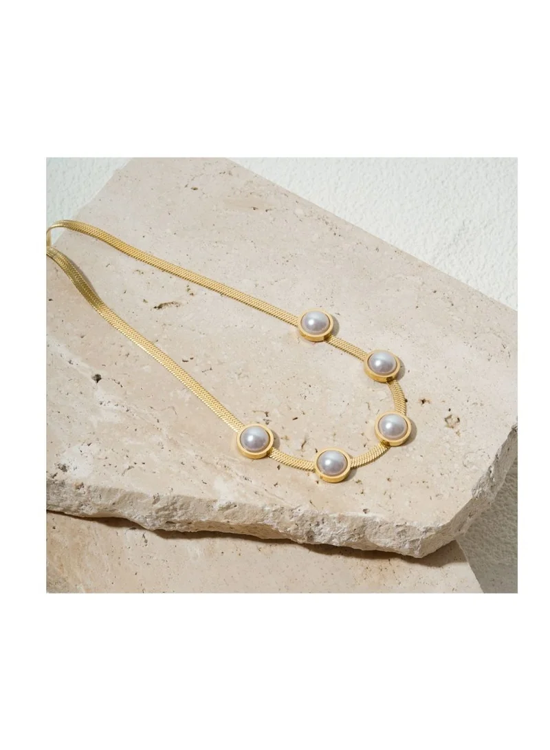 Pearl Slick Chain – Minimalist Gold-Plated Necklace with Single Pearl Accent – Elegant Women’s Jewelry