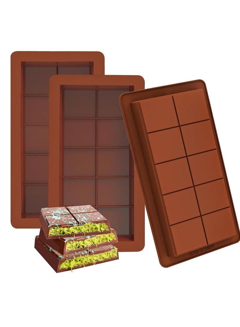 RAHAYM Deep Chocolate Bar Molds 3 Pack, 1 Inch Deep Large and Thick Silicone Chocolate Bar Molds for Stuffed Bar, Big Chocolate Candy Bar Mold for Filling Knafeh Pistachio Chocolate Bar - Image 1