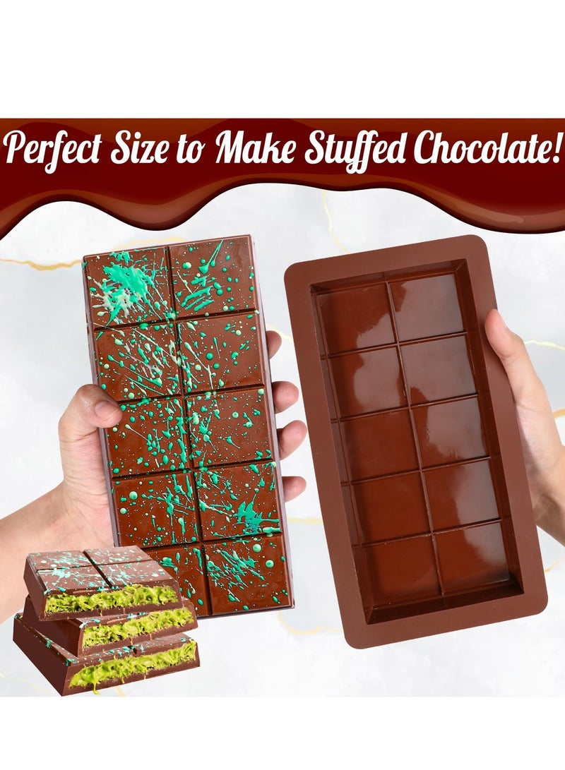 RAHAYM Deep Chocolate Bar Molds 3 Pack, 1 Inch Deep Large and Thick Silicone Chocolate Bar Molds for Stuffed Bar, Big Chocolate Candy Bar Mold for Filling Knafeh Pistachio Chocolate Bar - Image 2