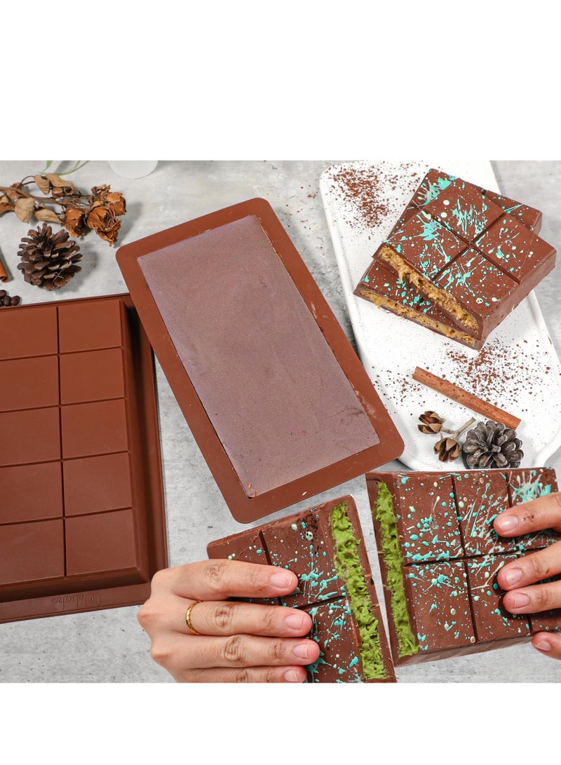 RAHAYM Deep Chocolate Bar Molds 3 Pack, 1 Inch Deep Large and Thick Silicone Chocolate Bar Molds for Stuffed Bar, Big Chocolate Candy Bar Mold for Filling Knafeh Pistachio Chocolate Bar - Image 4