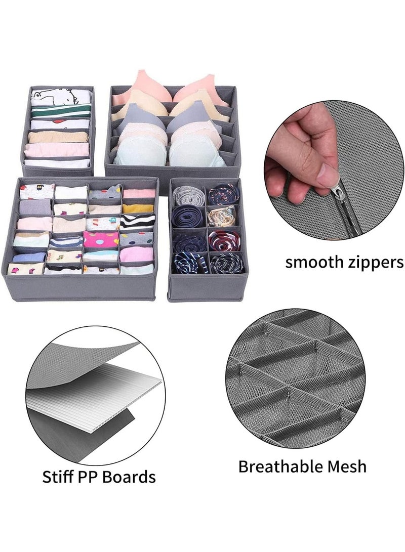 Imported clothing organizer set, excellent quality, with zipper, consisting of 4 pieces, ideal for travel. Designed to save space and organize your underwear with elegance and high quality - Beige  - Image 4