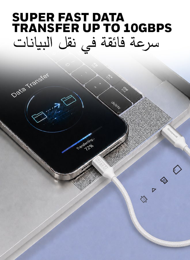 هوني ويل كابل USB 3.1 من نوع C إلى نوع C، 4 أقدام (1.2 متر)، أقصى خرج 5 أمبير 100 واط، QC 3.0، شحن سريع، متوافق مع أجهزة آبل، الهواتف الذكية، أجهزة الكمبيوتر المحمولة، بنوك الطاقة، الأجهزة اللوحية، سماعات الرأس، مكبرات الصوت - - Image 4