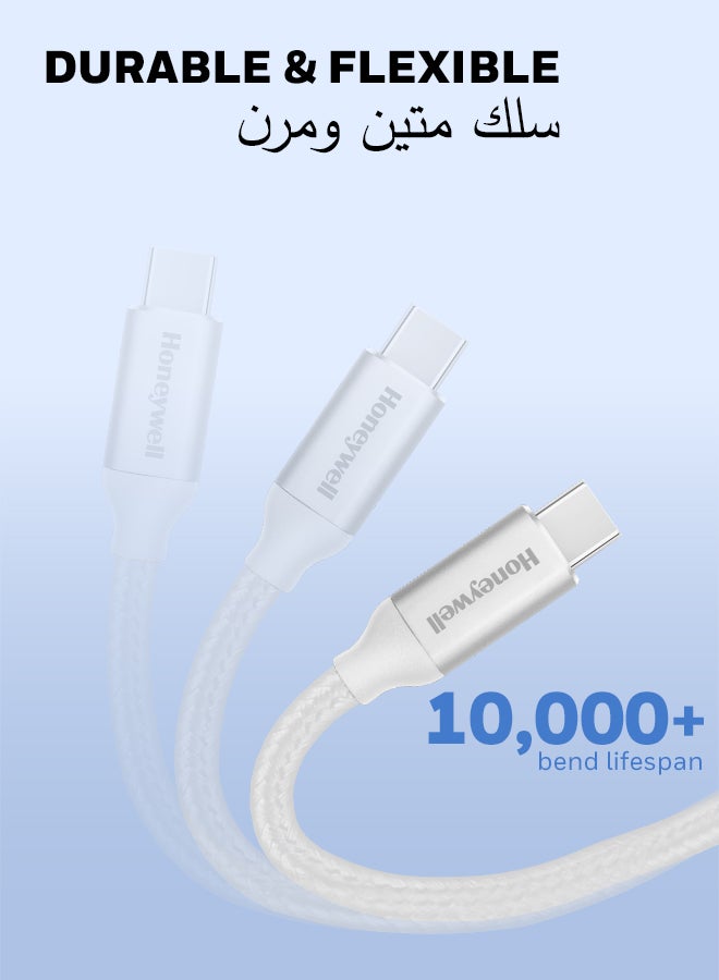 هوني ويل كابل USB 3.1 من نوع C إلى نوع C، 4 أقدام (1.2 متر)، أقصى خرج 5 أمبير 100 واط، QC 3.0، شحن سريع، متوافق مع أجهزة آبل، الهواتف الذكية، أجهزة الكمبيوتر المحمولة، بنوك الطاقة، الأجهزة اللوحية، سماعات الرأس، مكبرات الصوت - - Image 2