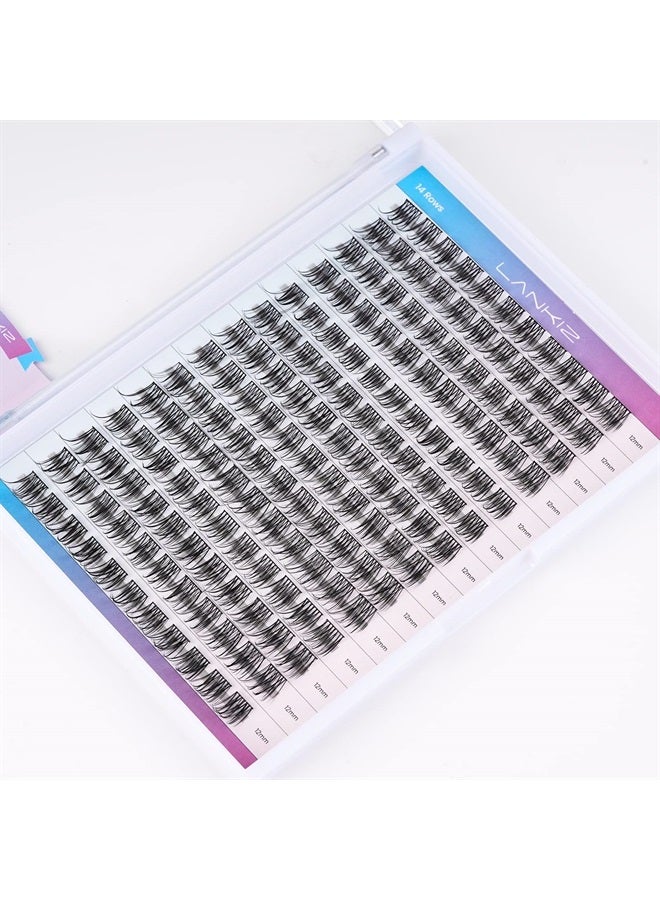 LANKIZ DIY Eyelash Extensions,Individual Lash Extensions Clusters,154 Clusters, Soft and Lightweight 12mm Only Mix Resuale Wide Band Cluster Lashes for Home use (Natural D curl) - Image 1
