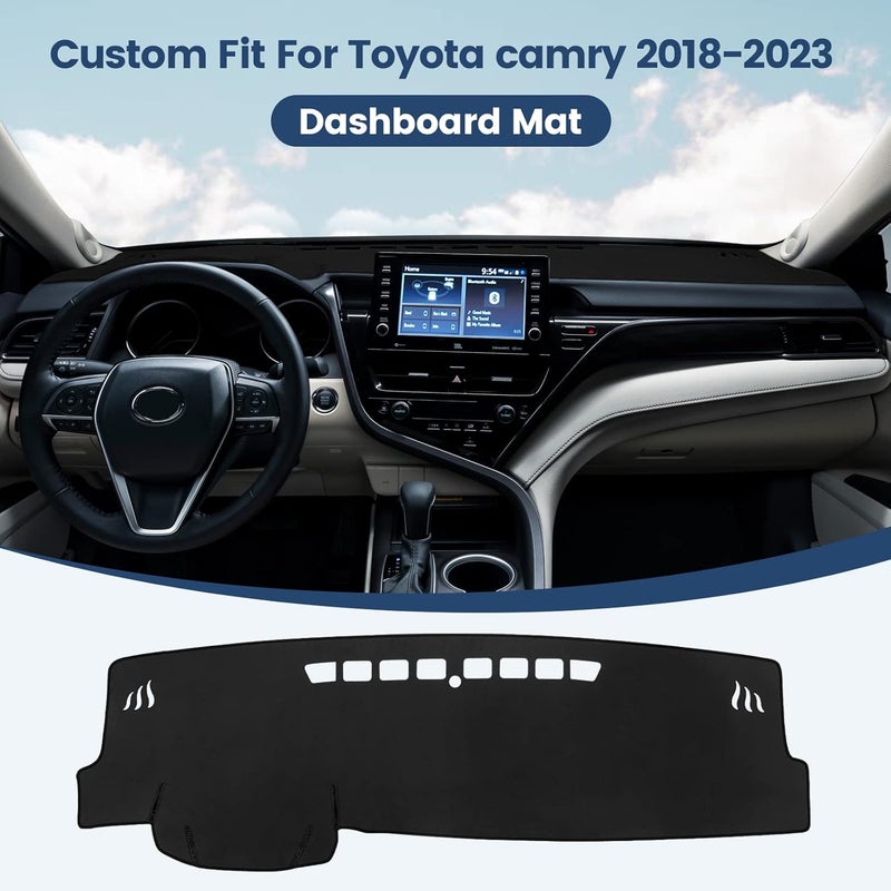 Rilsen Changing environment compatible Dashboard Cover Mat Custom Fit for Toyota Camry 2018-2023 Dash Cover Nonslip Dash Mat Protector Sunshade No Glare Black Strong durable raw material - Image 2