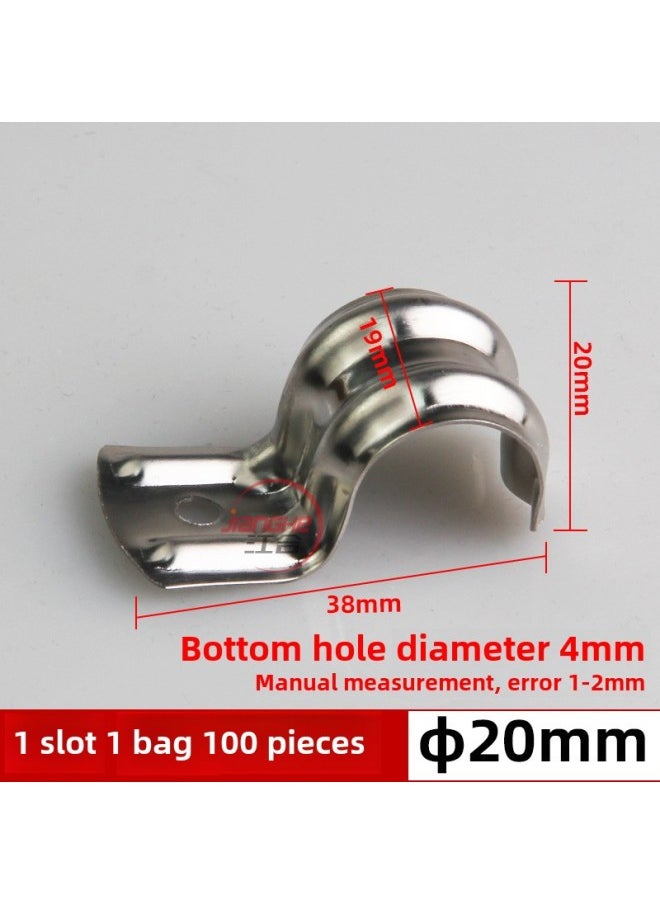 Generic Stainless Steel Card 20 Tube Row Single Side Horse Card 16 Clip Thickened Ohm Card Iron Fixing Snap-on Line Pipe Clamp-Series:20mm Stainless Steel Row Card 1 Position (1 Bag) Double Rib Widening-Model:Standard  - Image 1