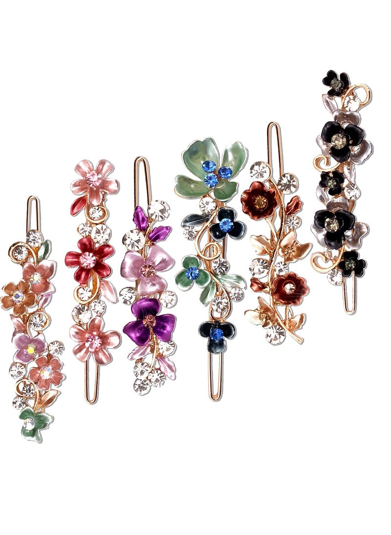 Lizzie Kay 6PCS Colorful Vintage Flower Design Metal Hair Barrette Tige Boule Accessories Women Girls  - Image 1