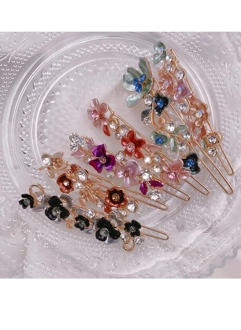 Lizzie Kay 6PCS Colorful Vintage Flower Design Metal Hair Barrette Tige Boule Accessories Women Girls  - Image 4