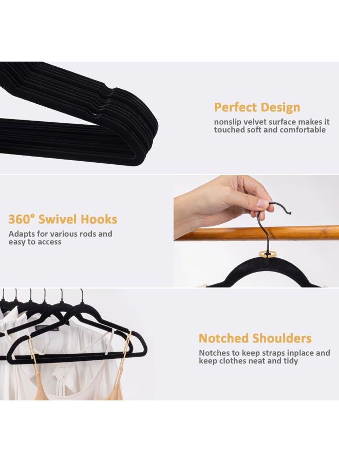 LMTrystFit Black Velvet Hangers 30 Pack Heavy Duty - Non Slip Clothes Hangers for Suit/Coat, Slim Space Saving Hangers for Closet Organization - Premium Felt Hanger with 360° Swivel Black Hook - Image 3