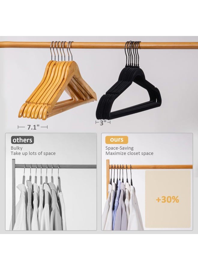 LMTrystFit Black Velvet Hangers 30 Pack Heavy Duty - Non Slip Clothes Hangers for Suit/Coat, Slim Space Saving Hangers for Closet Organization - Premium Felt Hanger with 360° Swivel Black Hook - Image 5