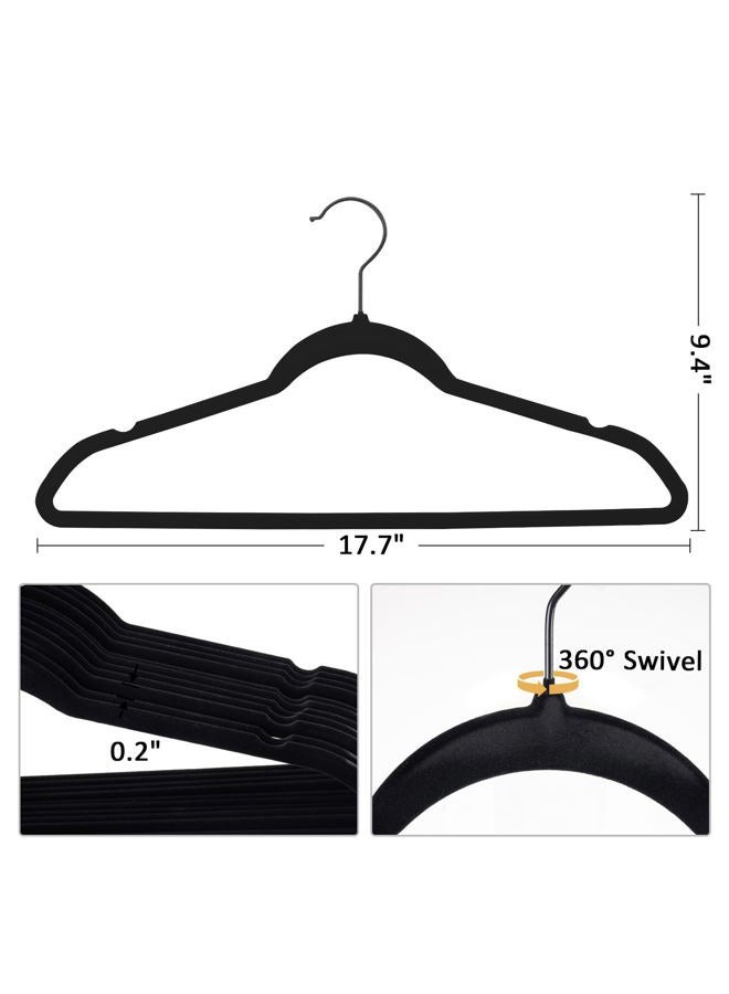 LMTrystFit Black Velvet Hangers 30 Pack Heavy Duty - Non Slip Clothes Hangers for Suit/Coat, Slim Space Saving Hangers for Closet Organization - Premium Felt Hanger with 360° Swivel Black Hook - Image 2